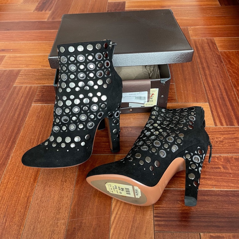 Alaia Black Suede bootie - rivet embellished - Brand New With Box -Eu 39.5 $2270